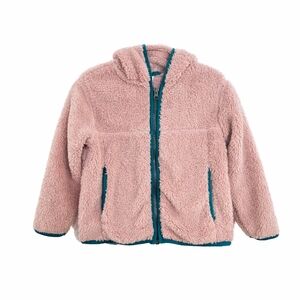 Hanna Andersson Pink Sherpa Fleece Hooded Zip Jacket Size 4